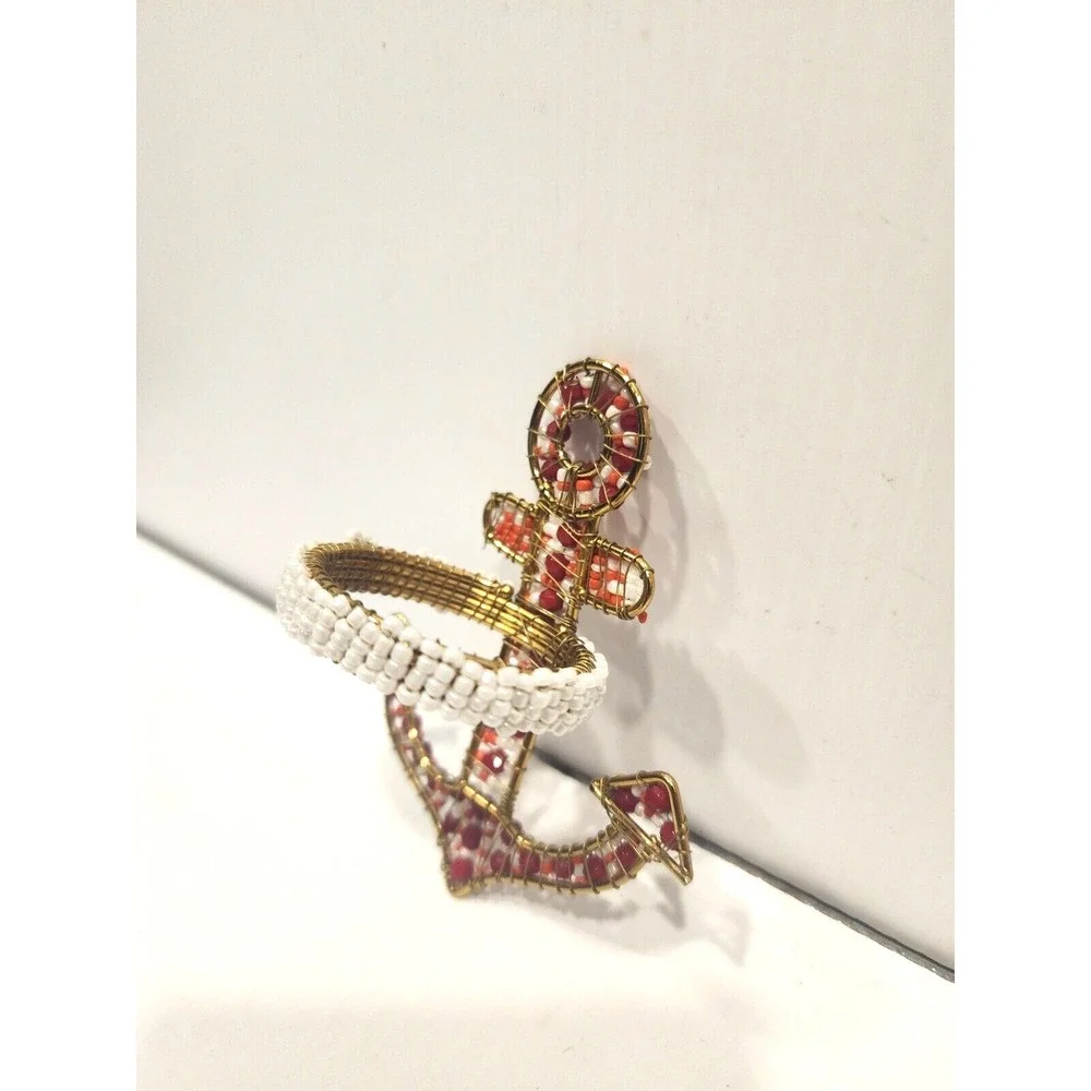 Beaded Anchor Napkin Rings   3.5
